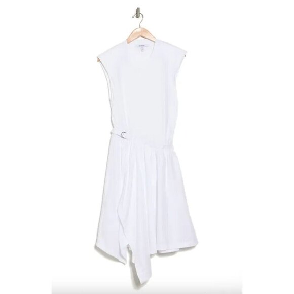 Derek Lam 10 Crosby Corey Mixed Media Belted Midi Dress White Womens Size Small - Picture 11 of 11